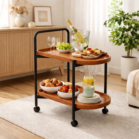 Classic 2-Tier Wood Serving Trolley