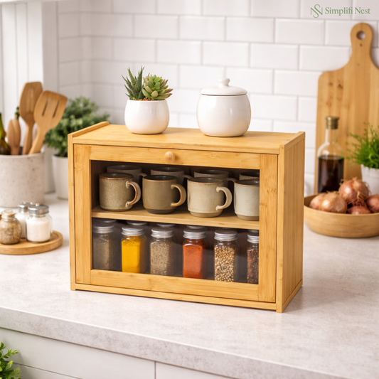 Bamboo Countertop Kitchen Cabinet with Fiber Glass-Style Finish