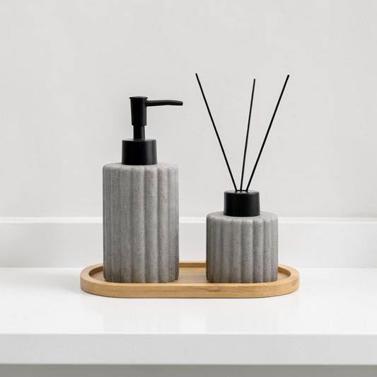 Artisan Ceramic & Bamboo 3-Piece Spa Set