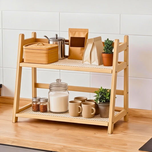 Bamboo 2-Tier Kitchen Counter Organizer Rack