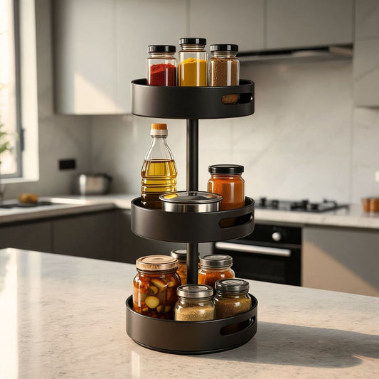Circular Rotating 360° Kitchen Rack |3-Tier & 2-Tier | Stainless Steel Organizer
