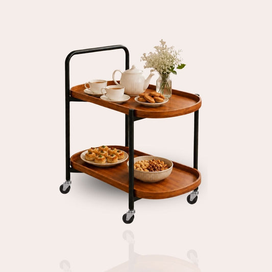 Classic 2-Tier Wood Serving Trolley