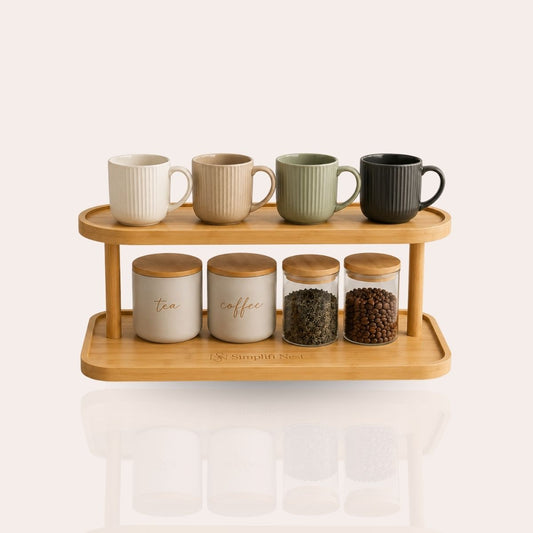 Bamboo Oval 2-Tier Kitchen Counter Organizer Rack