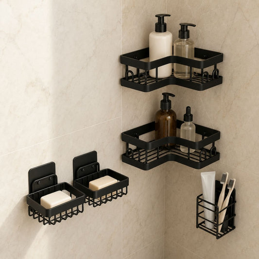 5-Piece Stick-On Bathroom Shelf Set