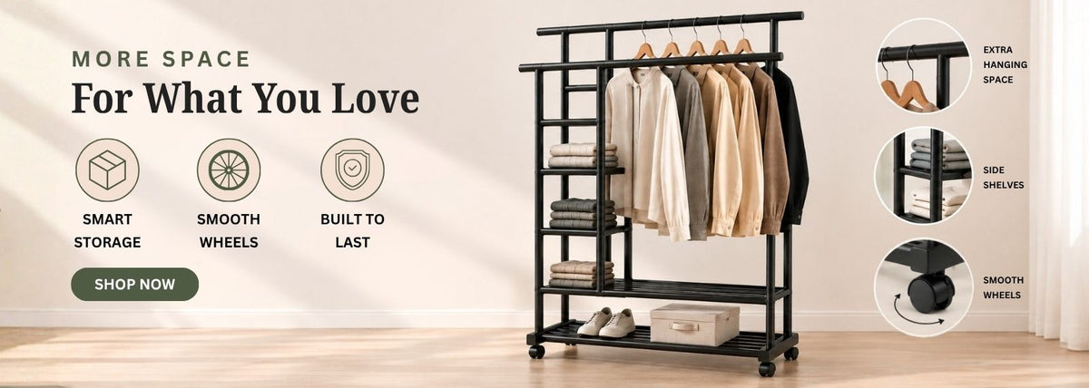 Heavy duty double clothing rack
