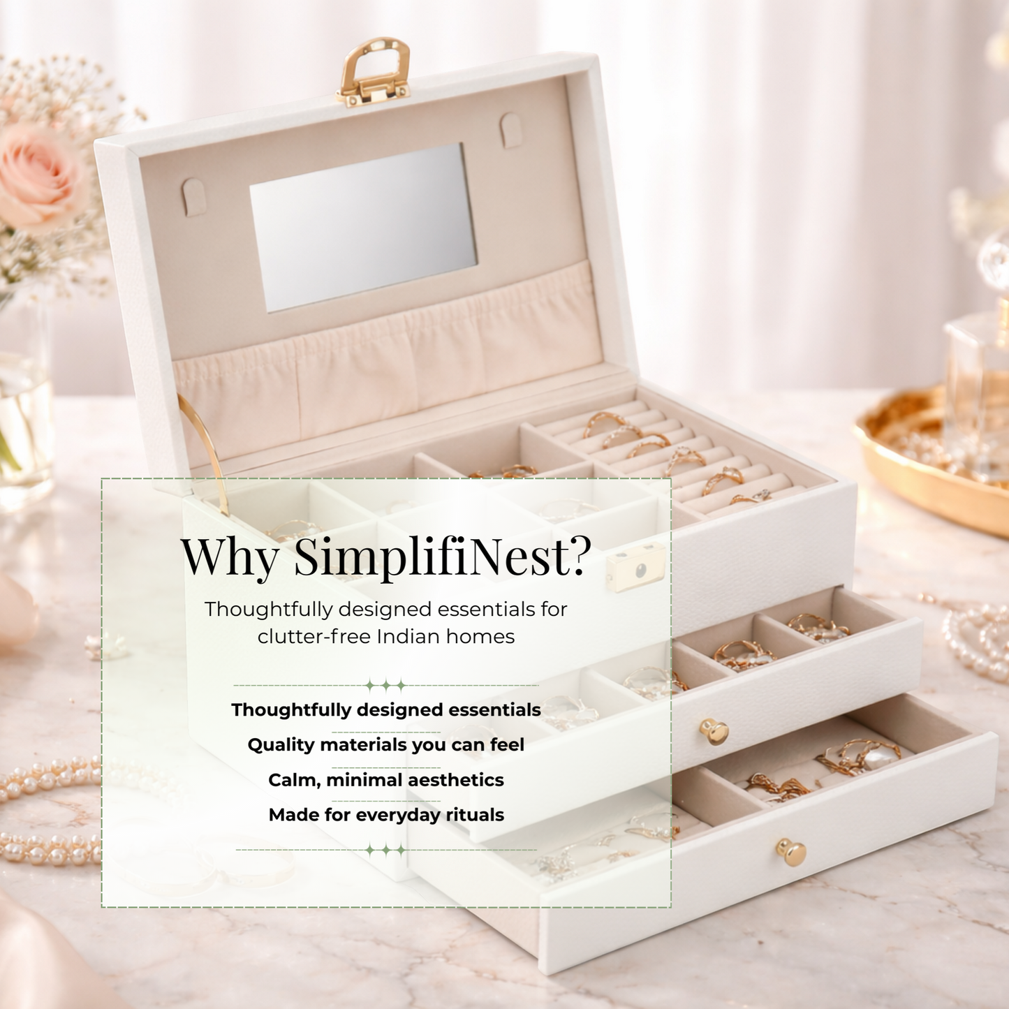 Multi-Tier Leather Vanity & Jewelry Organizer