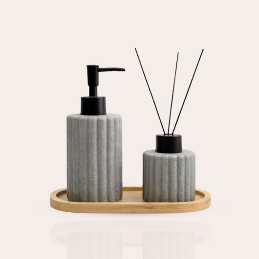 Artisan Ceramic & Bamboo 3-Piece Spa Set