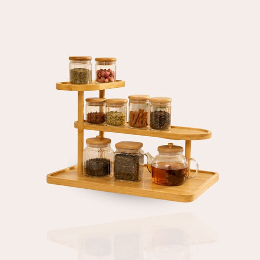 Bamboo Multi-Level Kitchen Organizer Rack
