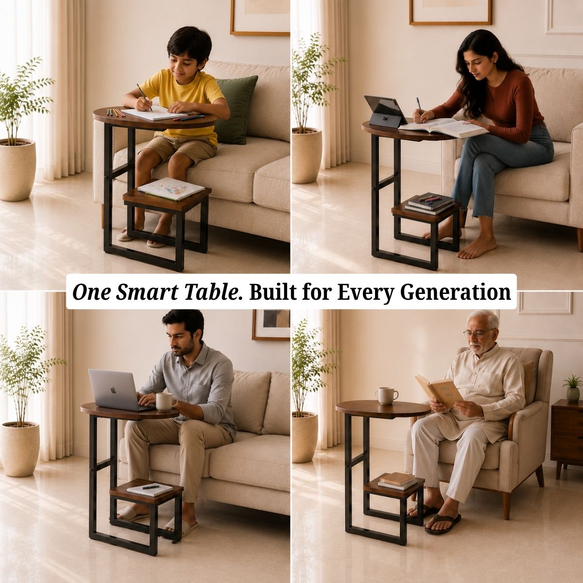 Dual-Tier G-Shaped Side Table