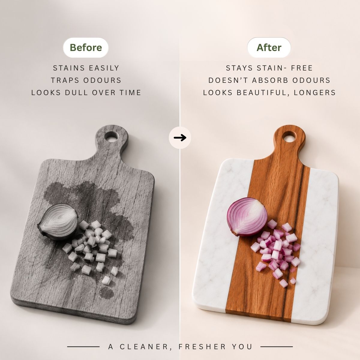 White Marble & Acacia Wood Chopping & Serving Board