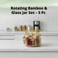 Rotating Bamboo & Glass Jar Set – 5 Pc