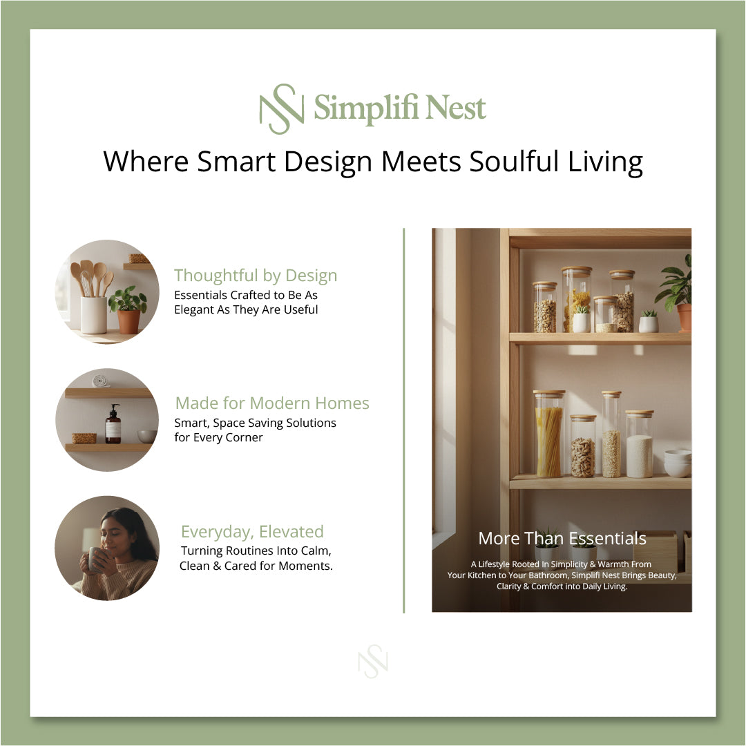 Rotating Bamboo & Glass Jar Set – 5 Pc