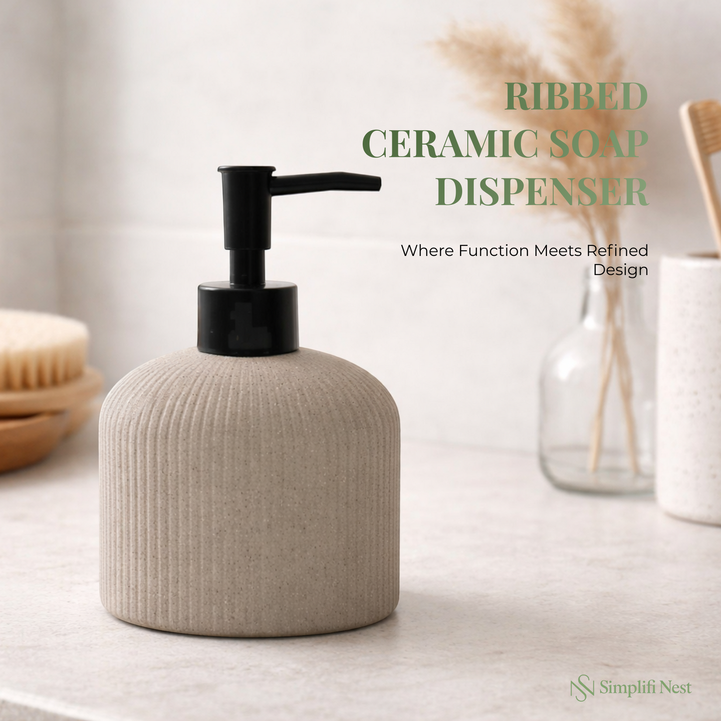 Ribbed Ceramic Soap Dispenser