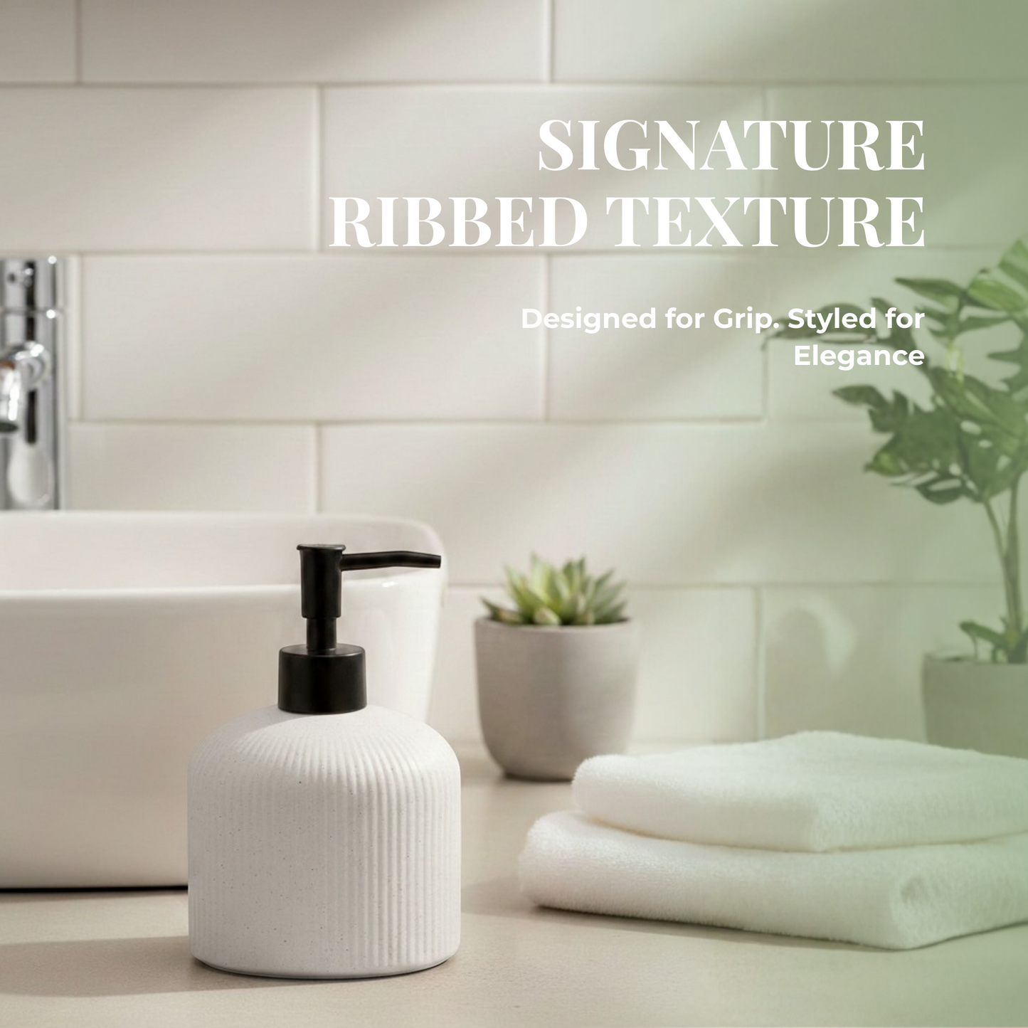 Ribbed Ceramic Soap Dispenser