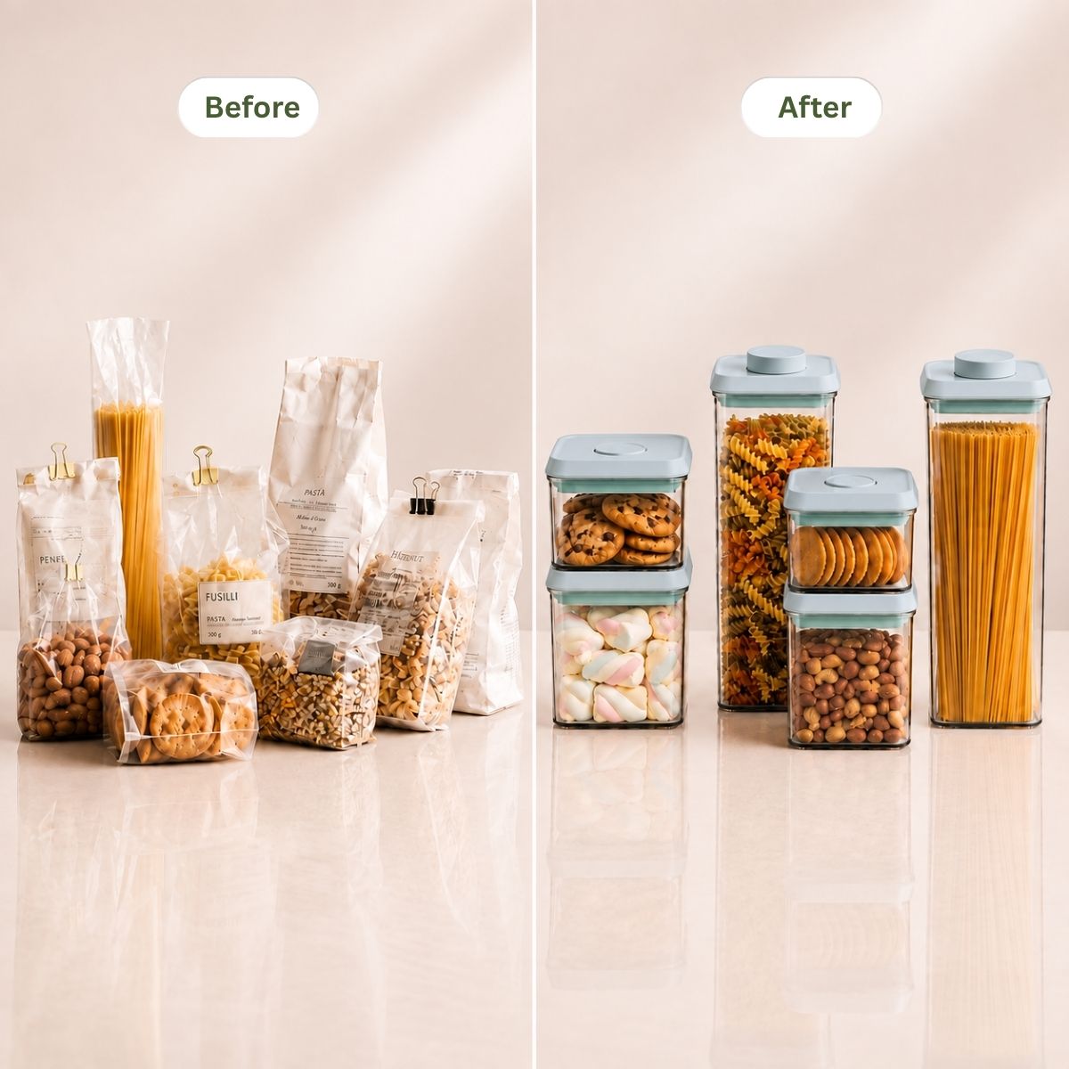 POP One-Touch Airtight Containers – Set of 6 | Stackable & BPA-Free | Patented