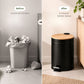 Metal Dustbin with Foot Pedal & Removable Bucket | Rust-Free Steel & Bamboo | 5L