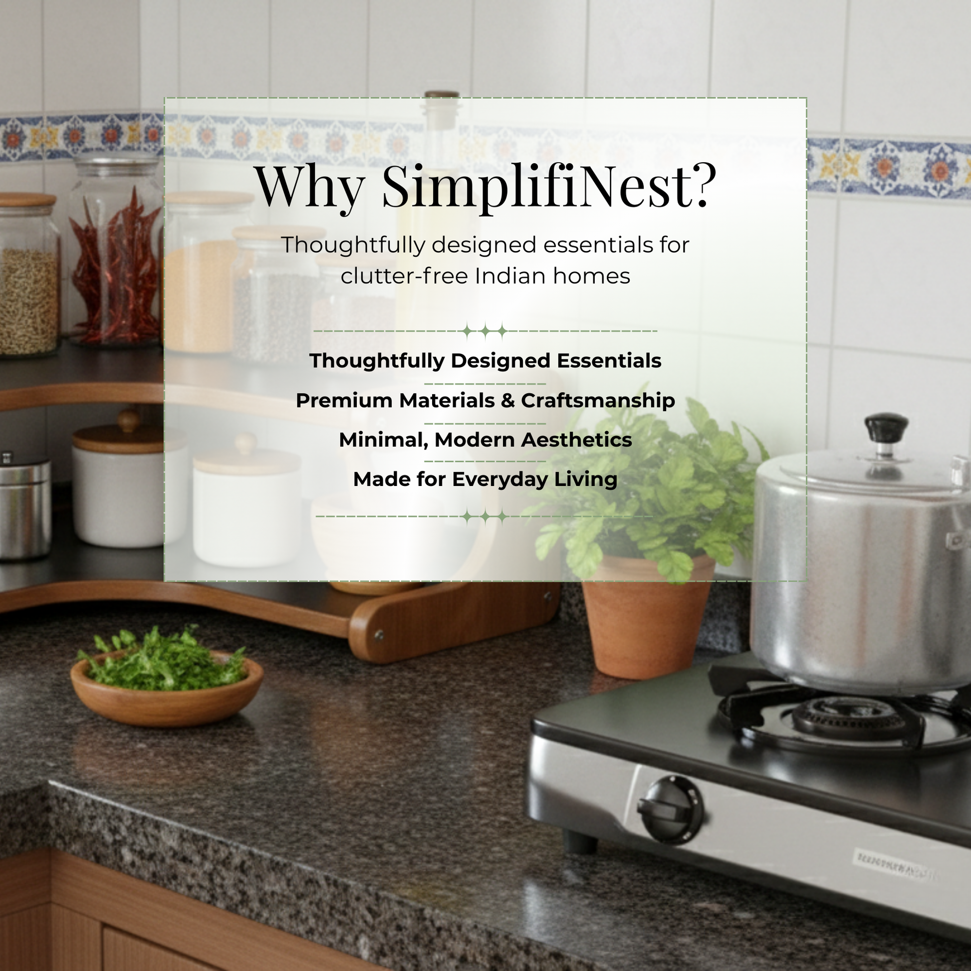 SimplifiNest Bamboo Corner Kitchen Rack – Housewarming Gift Eco-Friendly India