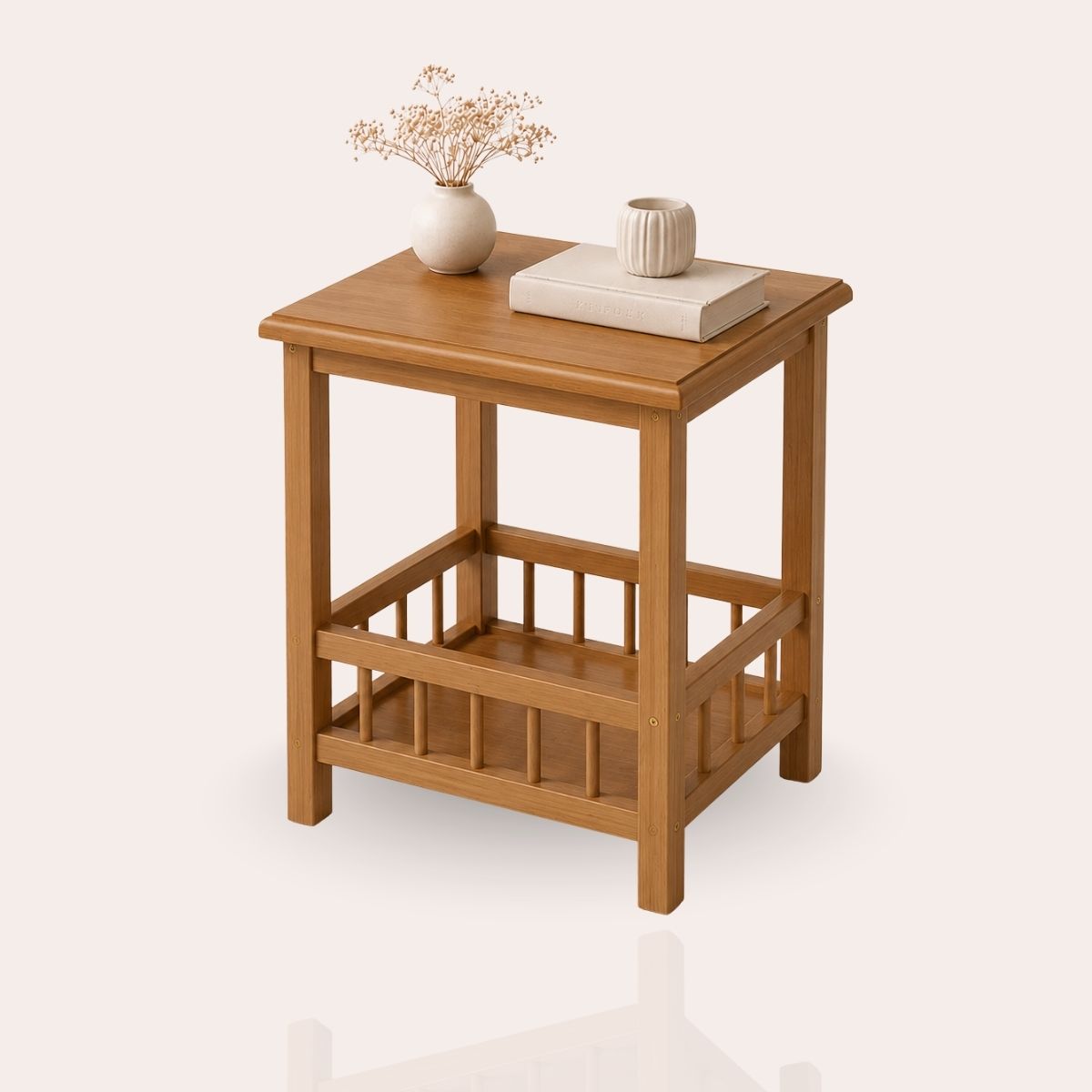 Premium Bamboo Side Table With Storage Base