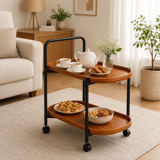 Classic 2-Tier Wood Serving Trolley