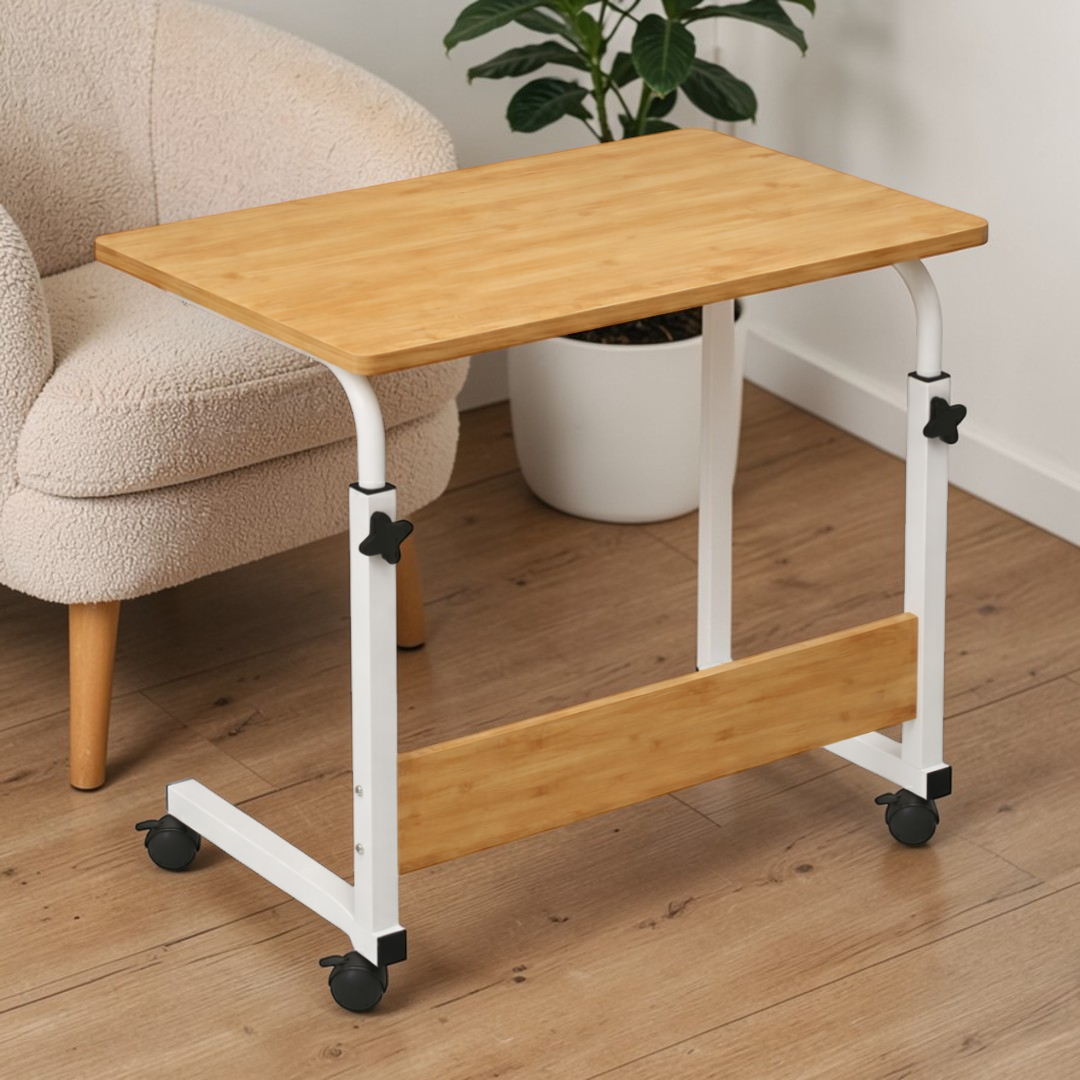 Height-Adjustable Portable Laptop Table with Wheels