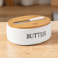 Ceramic Butter Keeper with Bamboo Lid & Knife