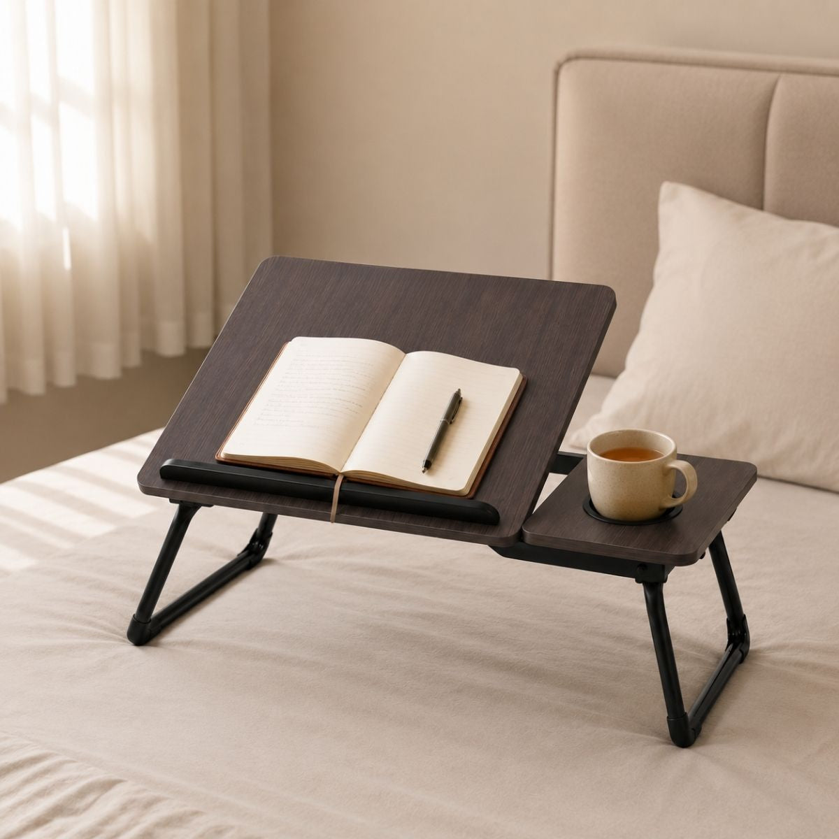 Foldable Bed Desk for Laptop & Kids Study – with Cup Holder & Tilting Tray