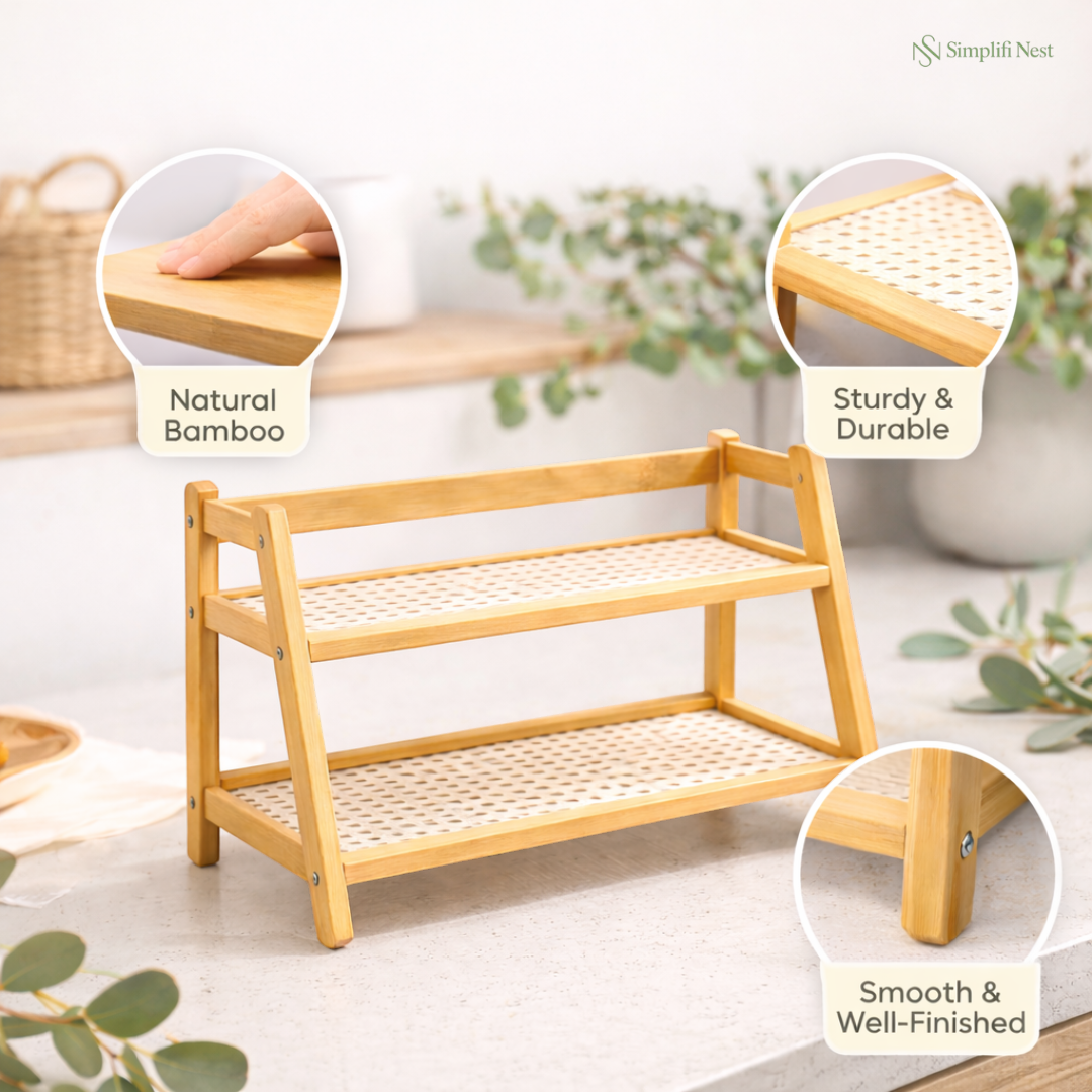 Bamboo 2-Tier Kitchen Counter Organizer Rack