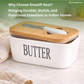 Ceramic Butter Keeper with Bamboo Lid & Knife