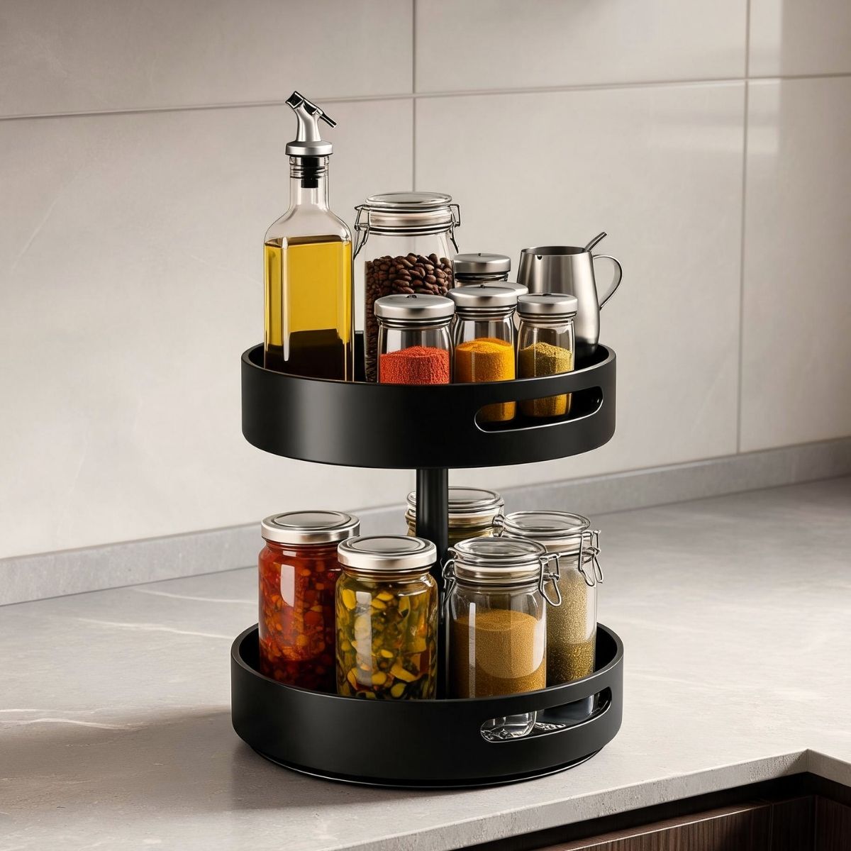 Circular Rotating 360° Kitchen Rack |3-Tier & 2-Tier | Stainless Steel Organizer