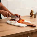 White Marble & Acacia Wood Chopping & Serving Board