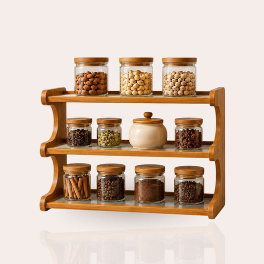 Bamboo Countertop Organiser Rack with Fibre Panels | Kitchen, Bathroom & Desk
