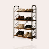 4-Tier Shoe Rack with Open Shelves | Wood & Metal Storage Organizer