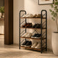 4-Tier Shoe Rack with Open Shelves | Wood & Metal Storage Organizer