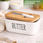 Ceramic Butter Keeper with Bamboo Lid & Knife