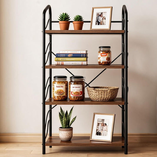 4-Tier Wood & Metal Display Rack