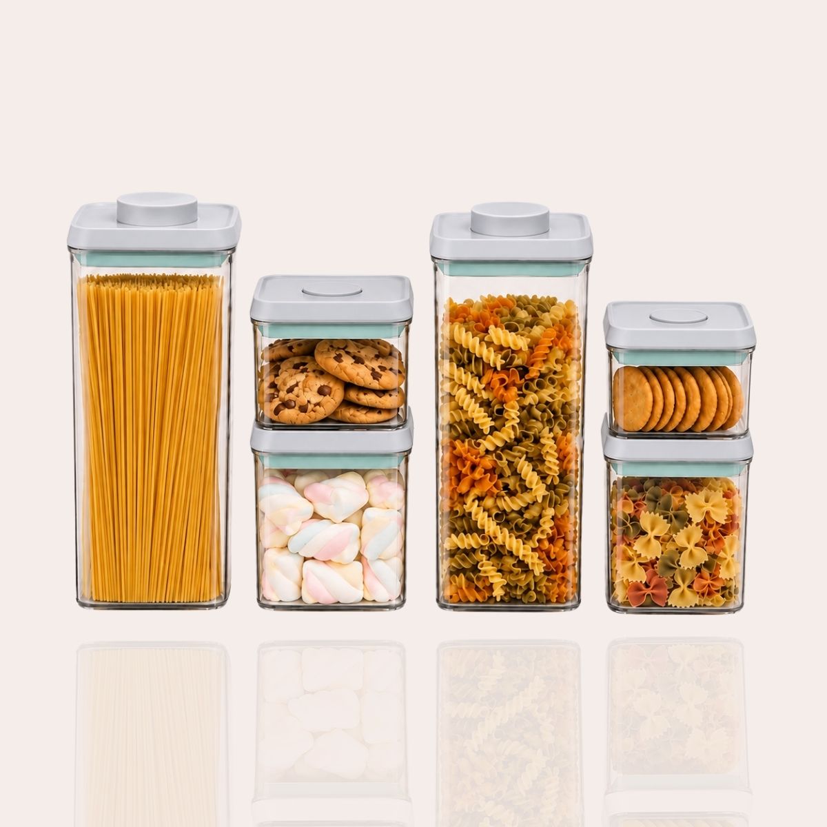 POP One-Touch Airtight Containers – Set of 6 | Stackable & BPA-Free | Patented