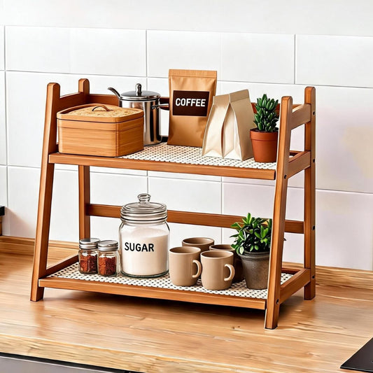 Bamboo 2-Tier Kitchen Counter Organizer Rack