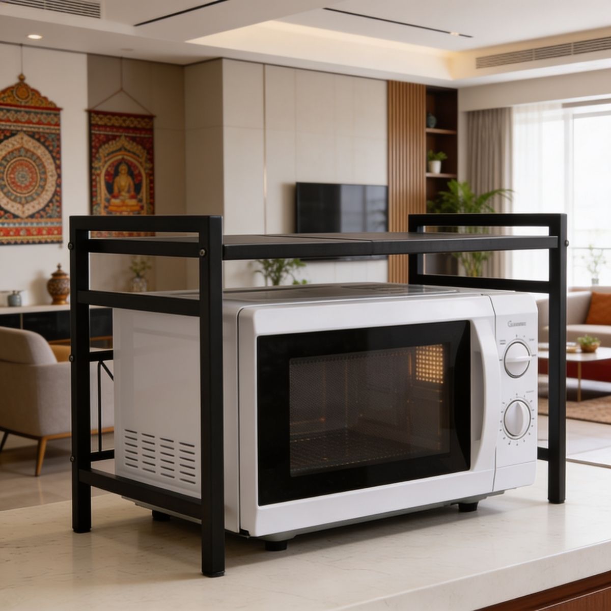 Expandable Carbon Steel Microwave & OTG Stand