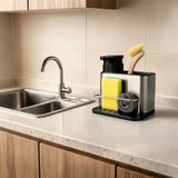 Dish Soap Dispenser with Sponge Holder & Tray