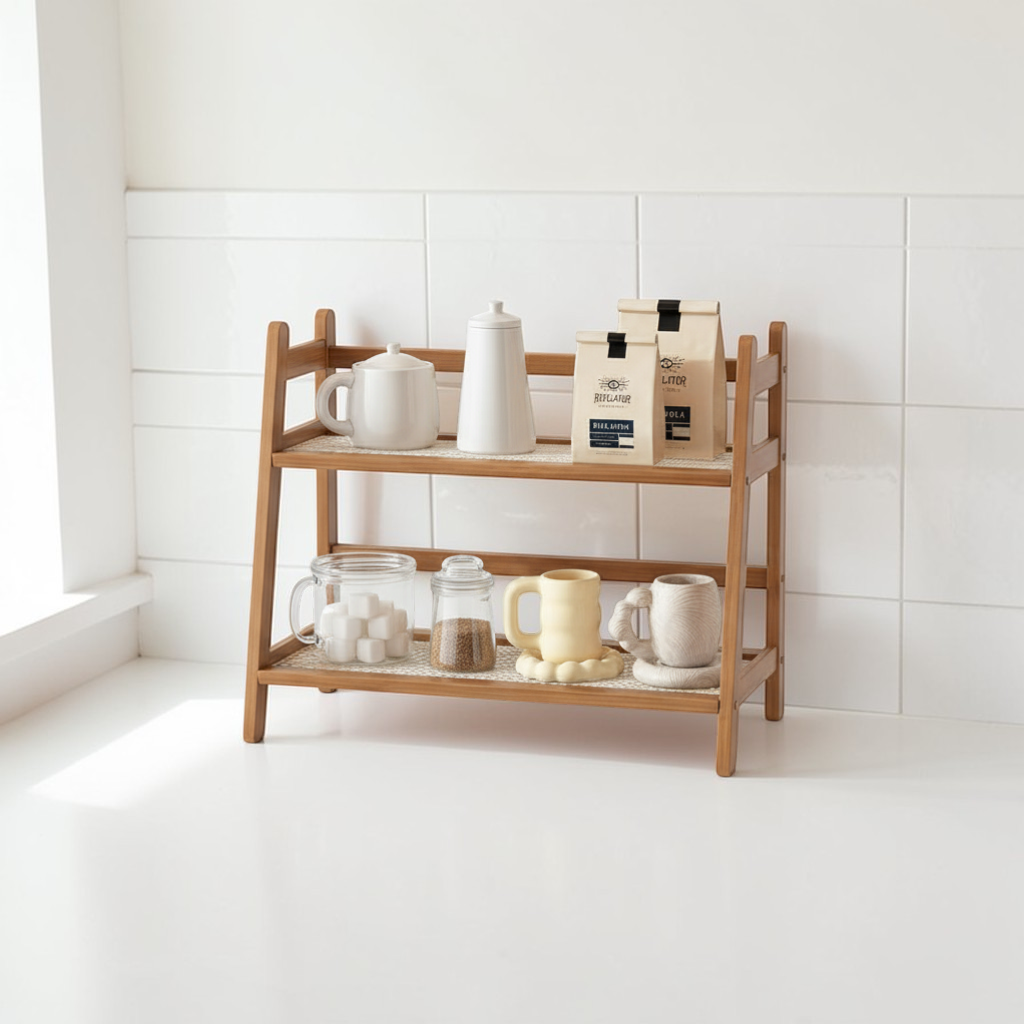Bamboo 2-Tier Kitchen Counter Organizer Rack