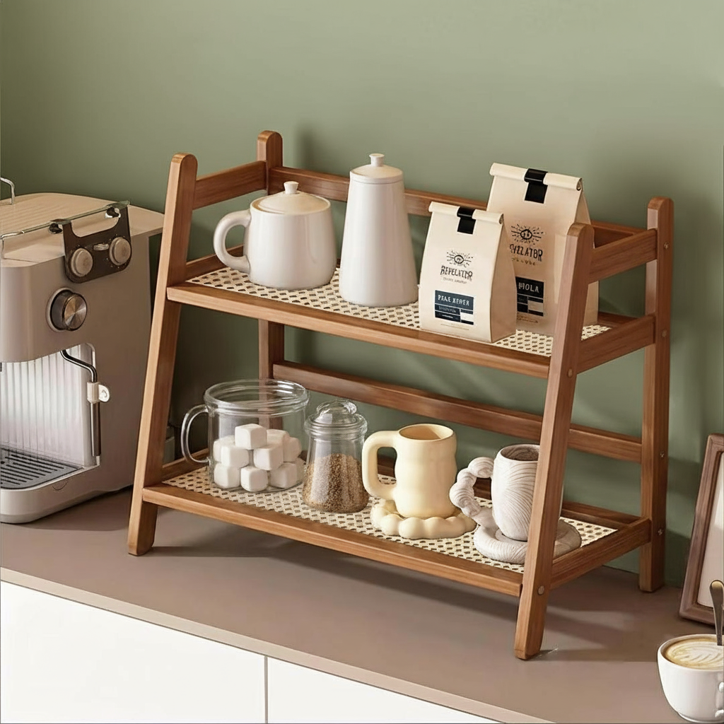 Bamboo 2-Tier Kitchen Counter Organizer Rack