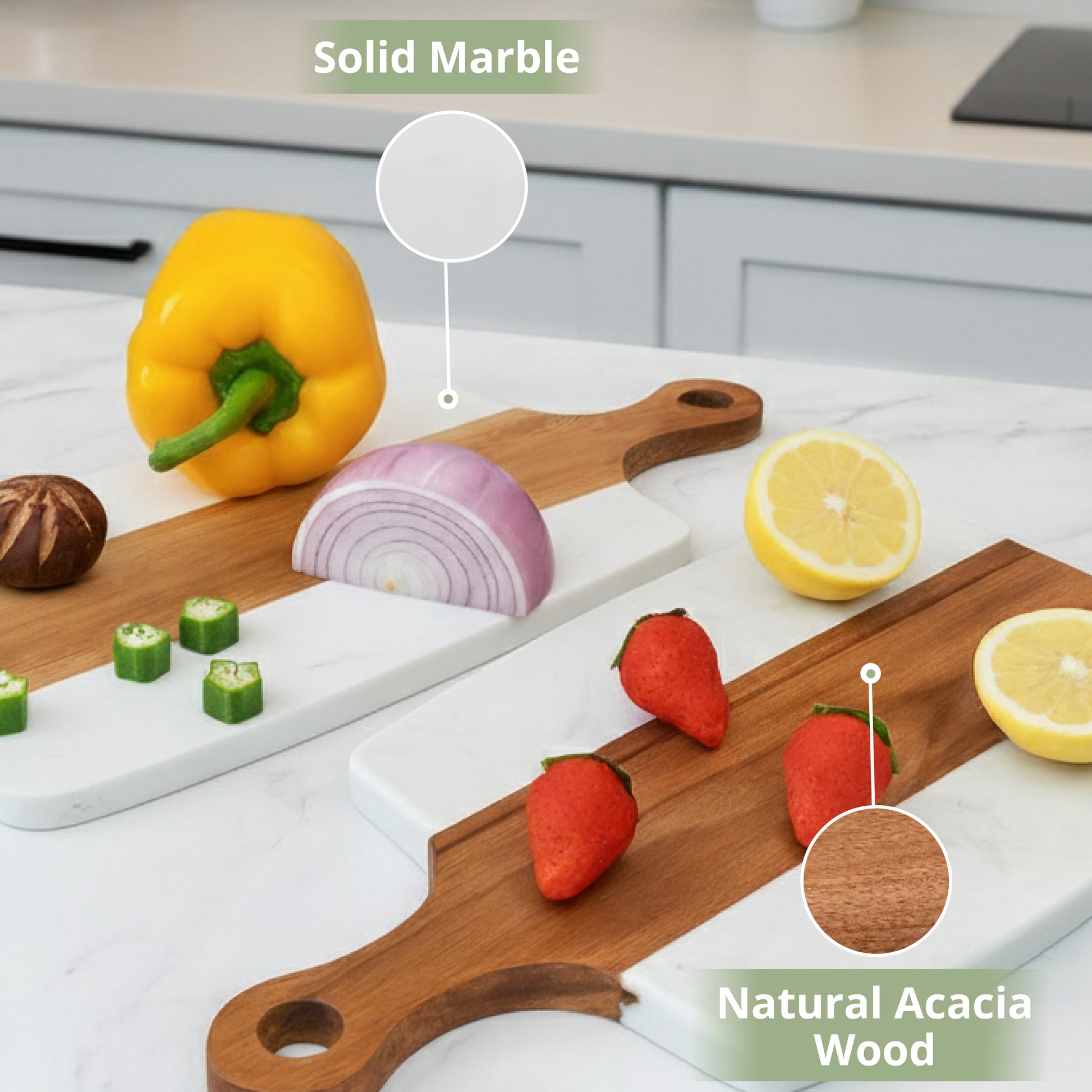 White Marble & Acacia Wood Chopping & Serving Board - SimplifiNest