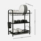 3-Tier Steel Dish Rack with Drip Tray - Black Matte | For Indian Kitchen Countertops
