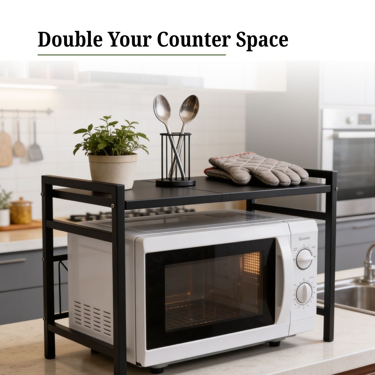 Expandable Carbon Steel Microwave & OTG Stand