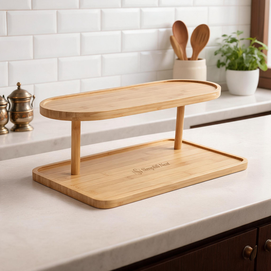 Bamboo Oval 2-Tier Kitchen Counter Organizer Rack