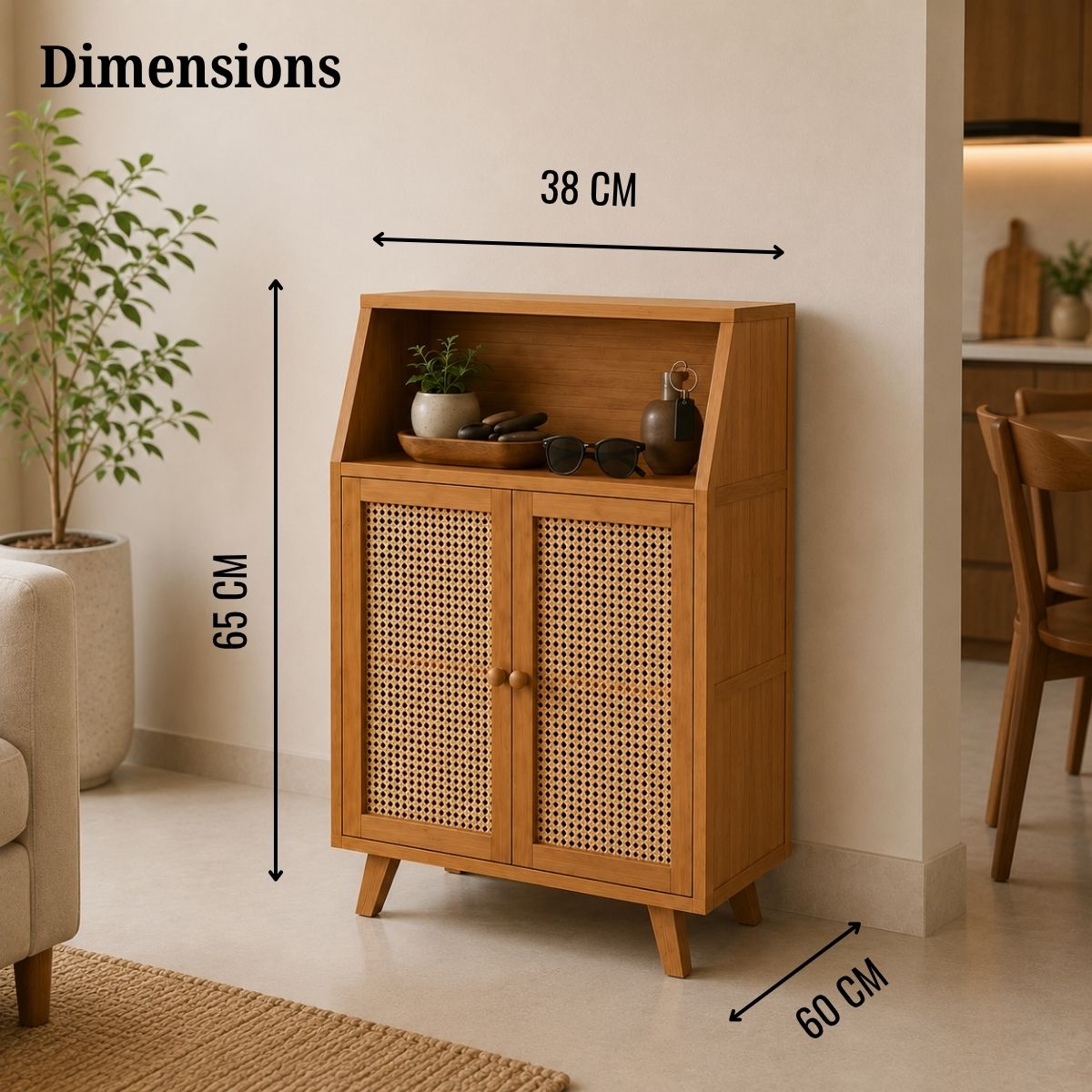 Premium Bamboo Coffee Station & Storage Cabinet