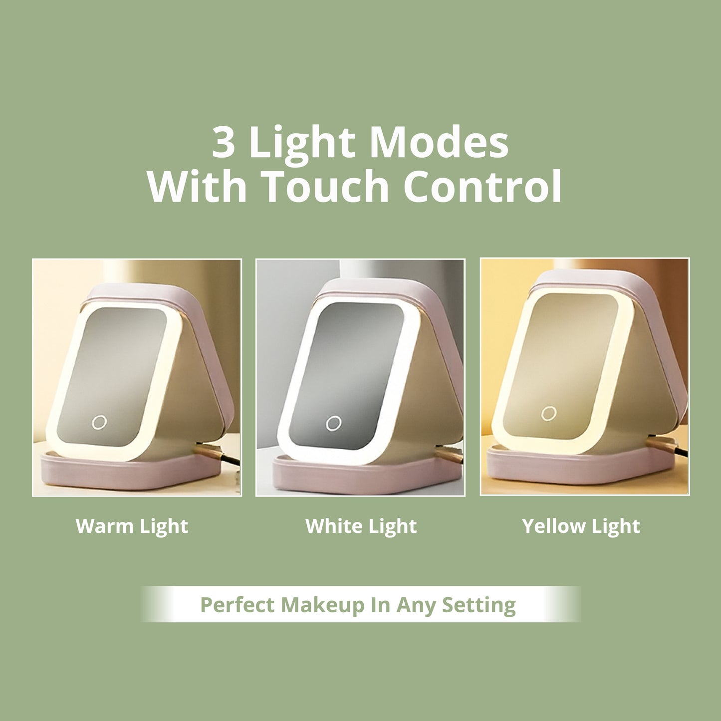 LED Makeup Storage Box with Mirror - SimplifiNest