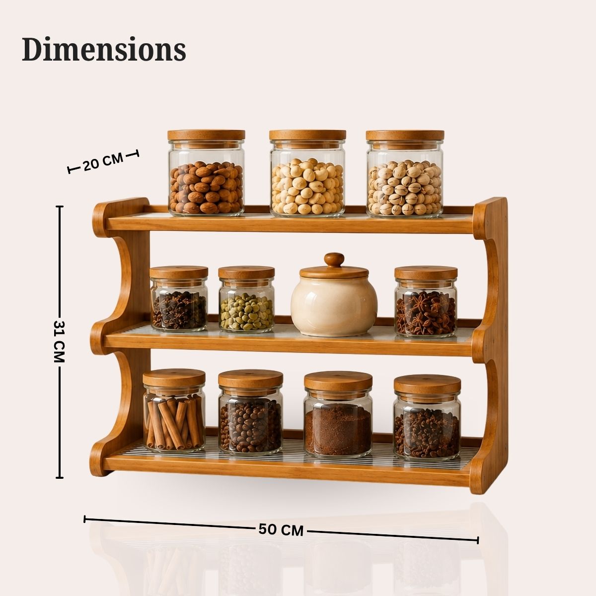 Bamboo Countertop Organiser Rack with Fibre Panels | Kitchen, Bathroom & Desk