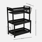 3-Tier Dish Drying Rack with 3 Removable Drip Trays & Utensil Basket | Black Powder-Coated Bartan Stand for Kitchen
