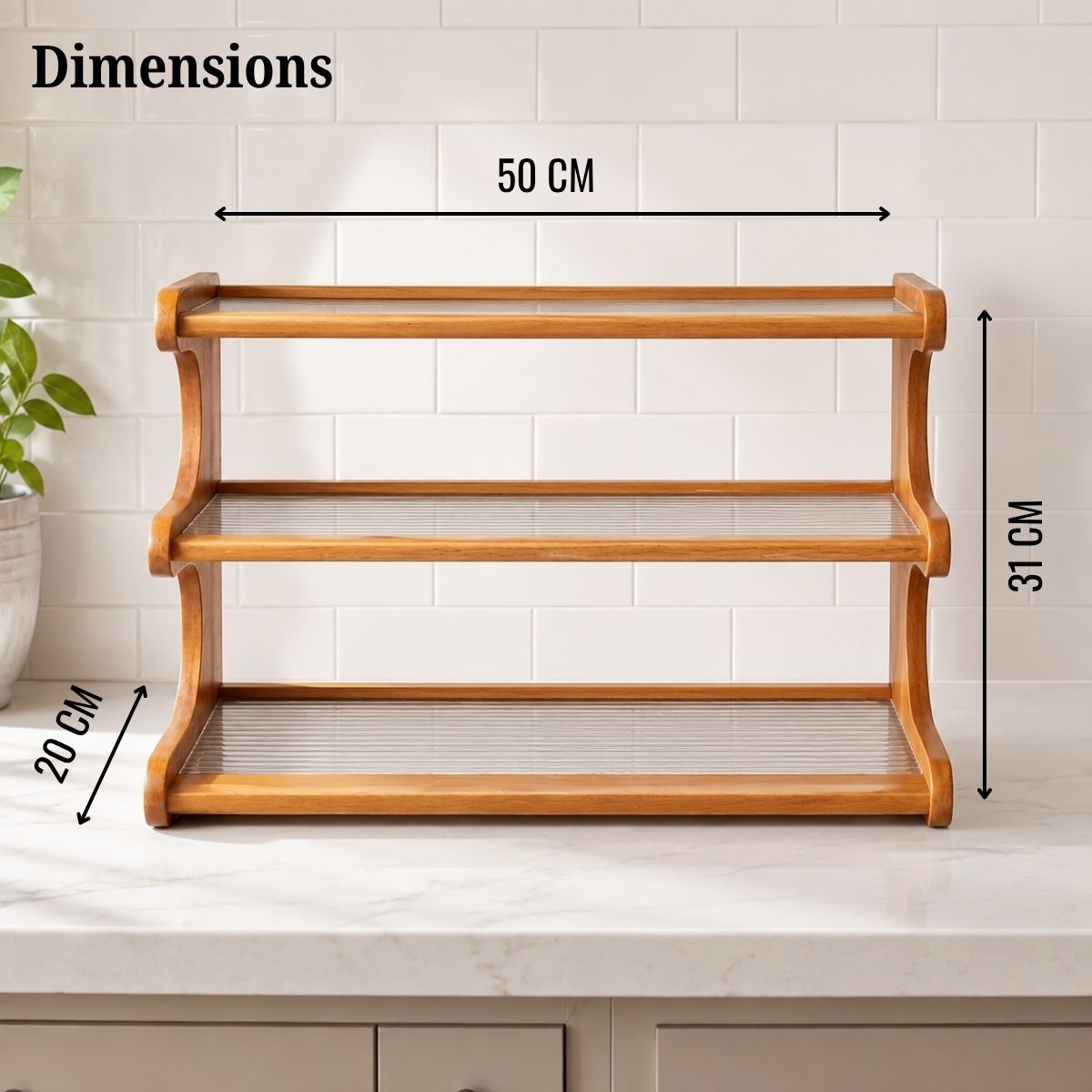 Bamboo Countertop Organiser Rack with Fibre Panels | Kitchen, Bathroom & Desk